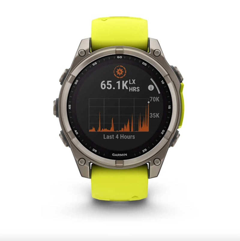 Smart Watch fēnix® 8 Garmin – 47mm Solar Sapphire, Titanium Amp Yellow/Graphite - Rideshop