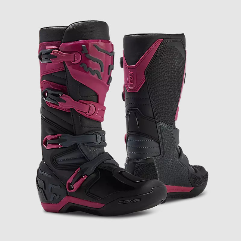 Botas Moto Mujer Comp Negro/Burdeo Fox - Rideshop