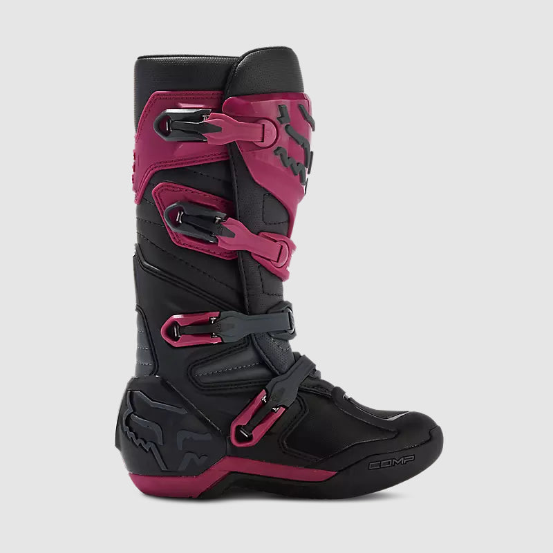 Botas Moto Mujer Comp Negro/Burdeo Fox - Rideshop