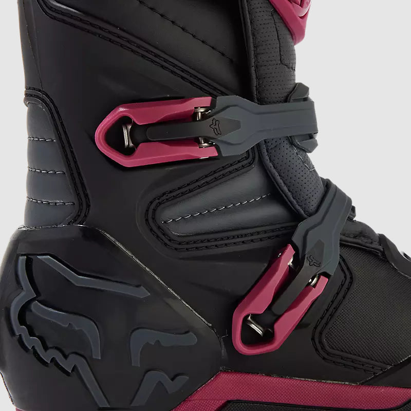Botas Moto Mujer Comp Negro/Burdeo Fox - Rideshop