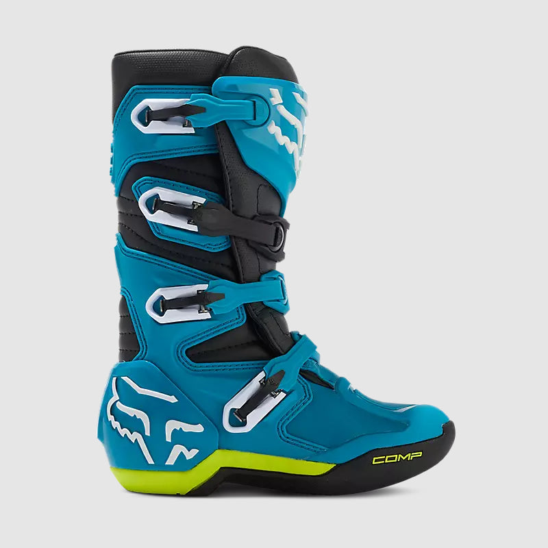 Botas Moto Niño Comp Celeste/Amarillo Fox - Rideshop