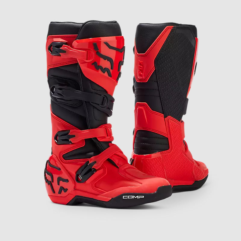 Botas Moto Niño Comp Rojo Fluor Fox - Rideshop