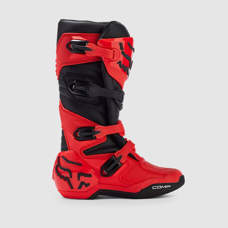 Botas Moto Niño Comp Rojo Fluor Fox - Rideshop