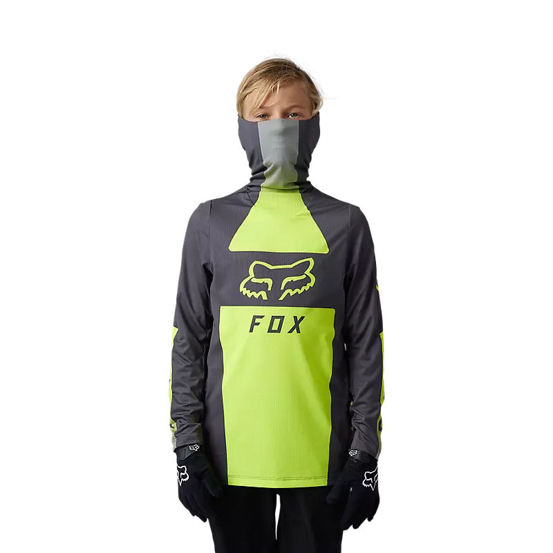 FOX Polera Moto Niño Ranger Drive Krux SXS Con Cuello Amarillo Fluor - Rideshop