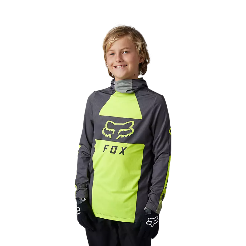 FOX Polera Moto Niño Ranger Drive Krux SXS Con Cuello Amarillo Fluor - Rideshop