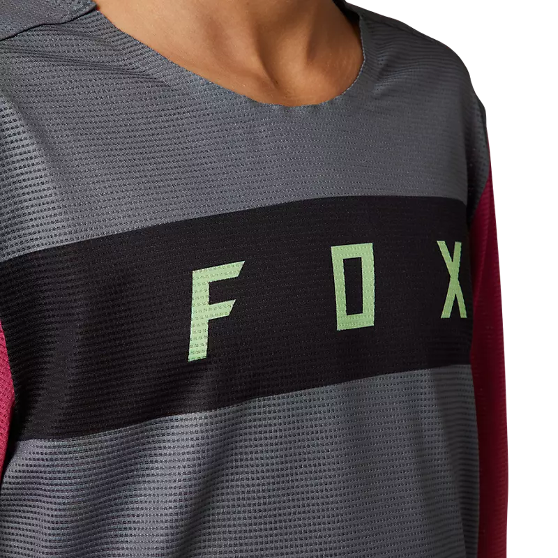 FOX Polera Bicicleta Niño Flexair Manga Larga Gris - Rideshop