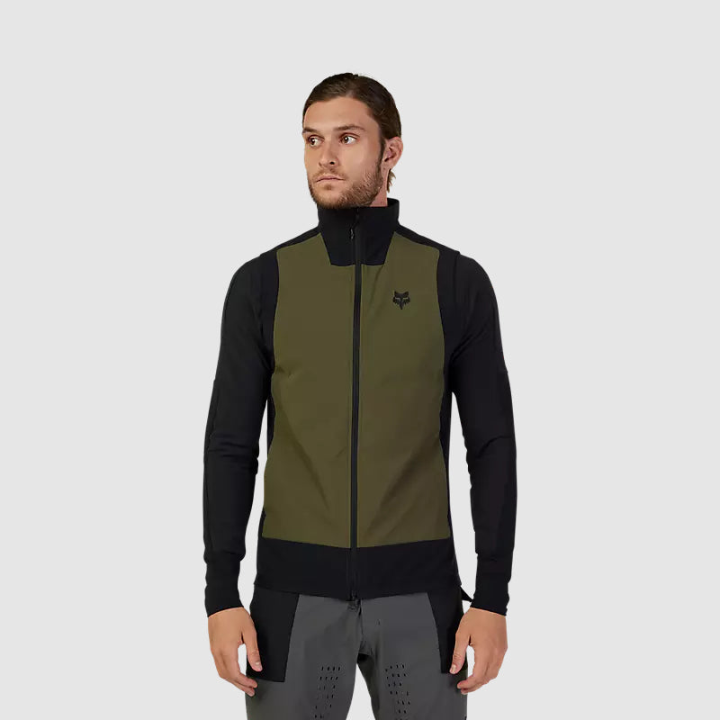Chaqueta Bicicleta Defend Fire Alpha Sin Mangas Verde Oliva Fox - Rideshop
