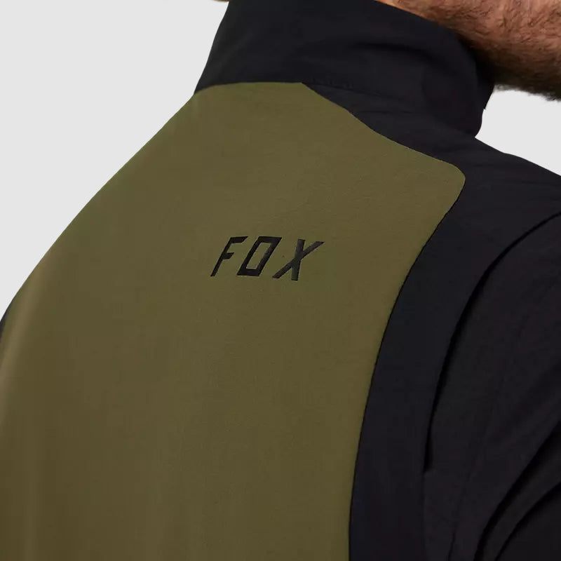 Chaqueta Bicicleta Defend Fire Alpha Sin Mangas Verde Oliva Fox - Rideshop