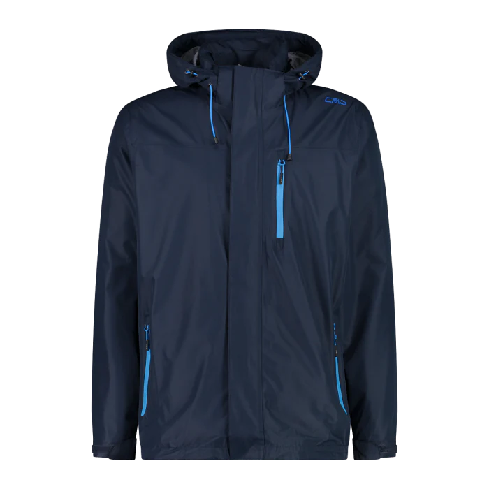 Chaqueta Hombre Impermeable con Gorro Desmontable Campagnolo Black Blue