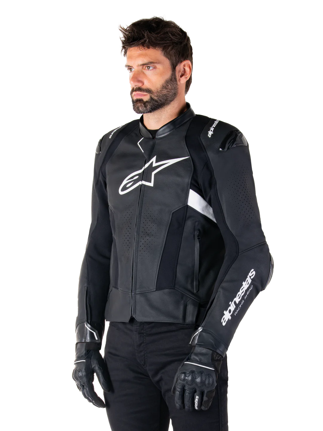 Chaqueta de Cuero Alpinestars Missile V3 Airflow Negro Blanco