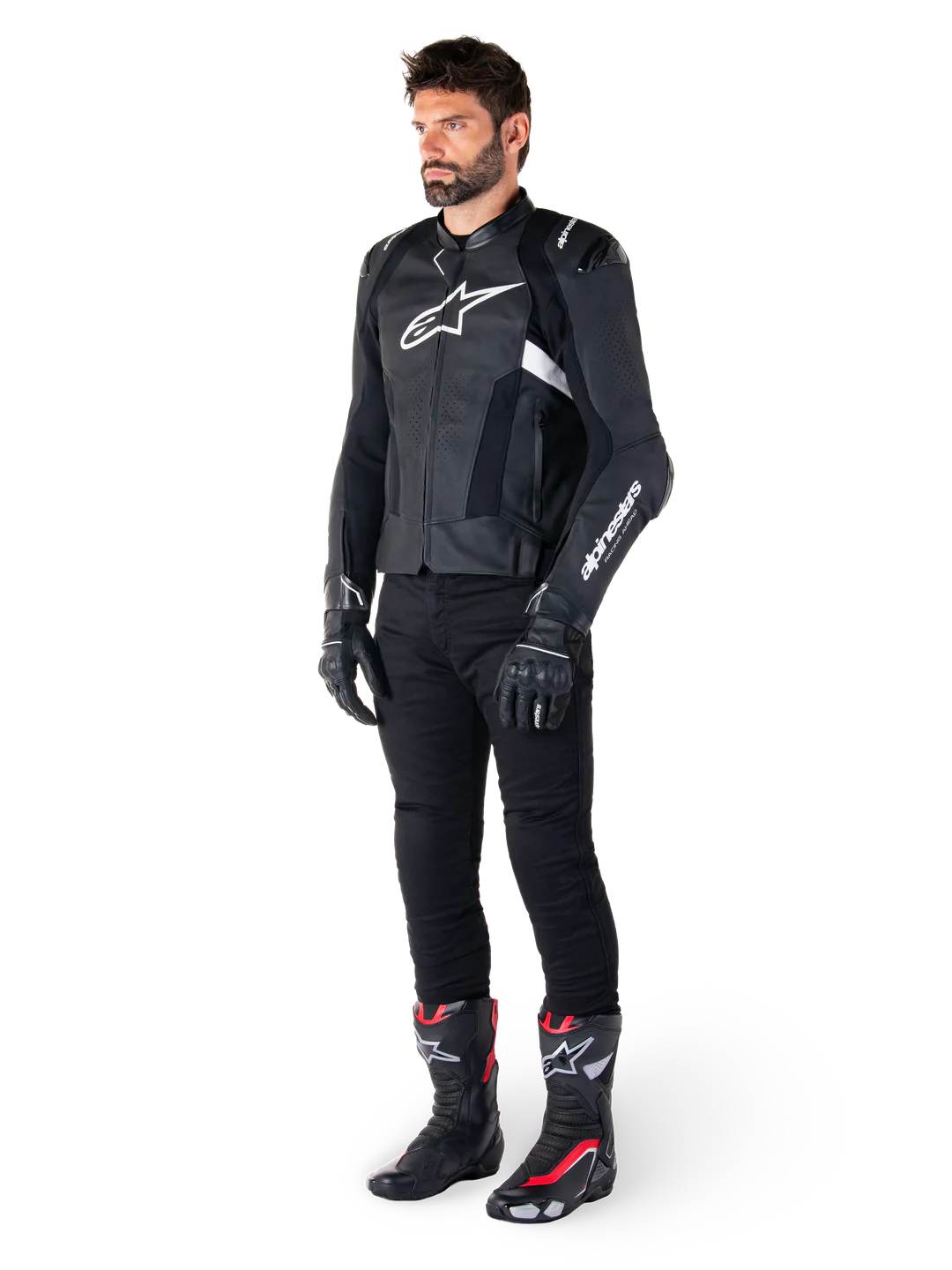 Chaqueta de Cuero Alpinestars Missile V3 Airflow Negro Blanco