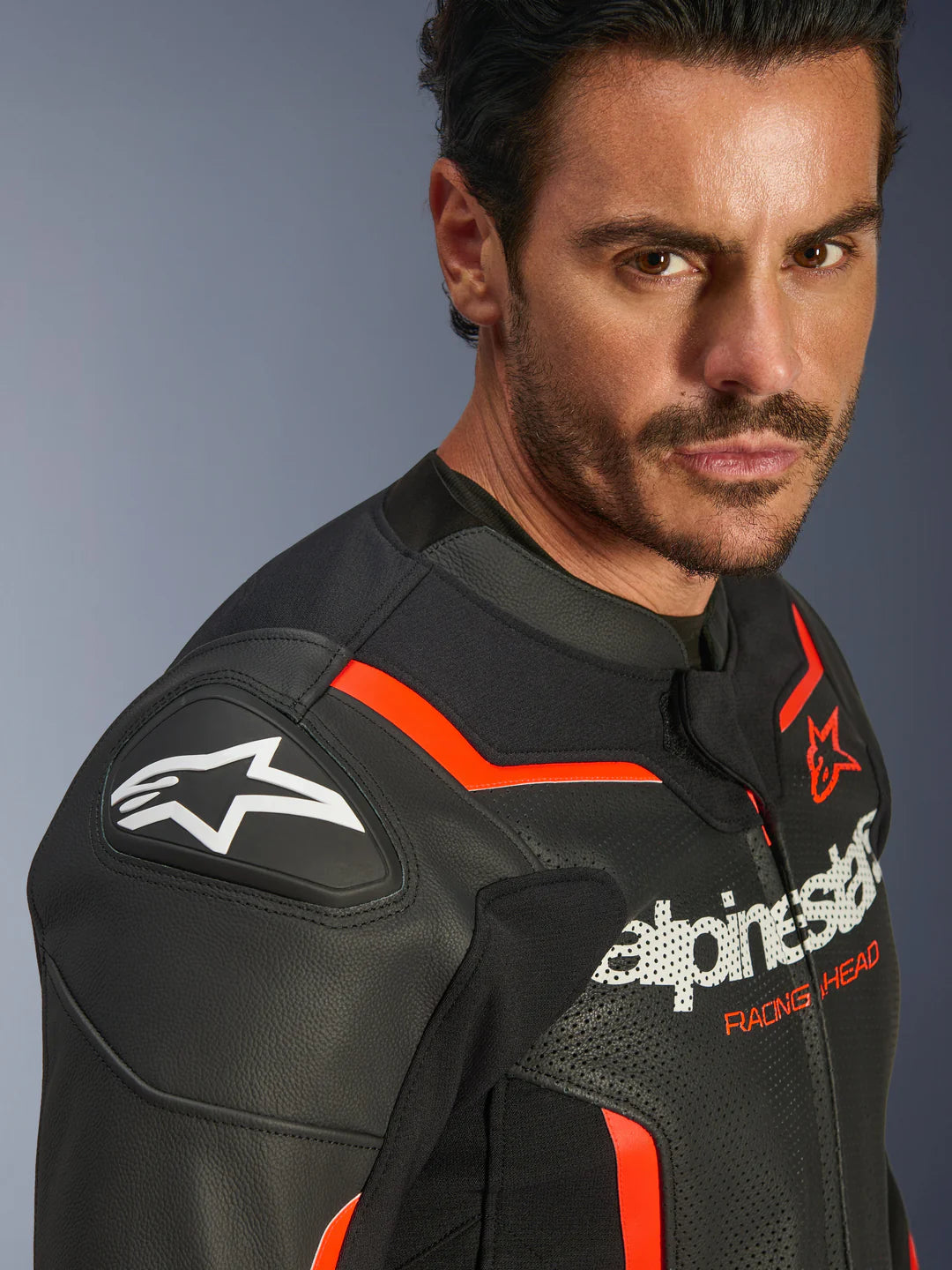 Chaqueta Cuero Alpinestars GP Force V2 Air Negro/Rojo Fluor
