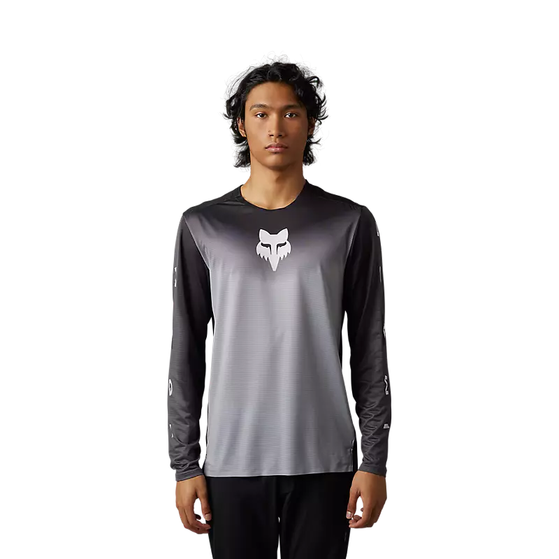 FOX Polera Bicicleta Flexair Novah Negro/Gris Manga Larga - Rideshop