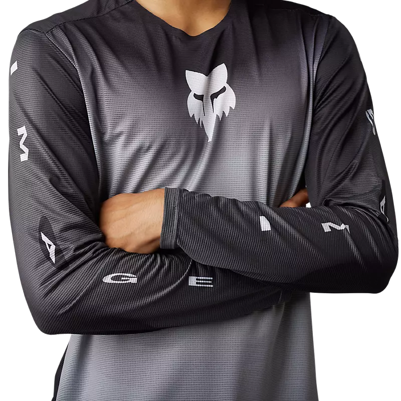 FOX Polera Bicicleta Flexair Novah Negro/Gris Manga Larga - Rideshop