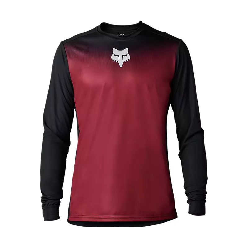 FOX Polera Bicicleta Ranger Keel Manga Larga Negro/Rojo - Rideshop