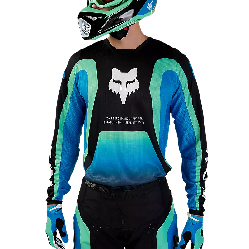 FOX Polera Moto 180 Ballast Negro/Azul - Rideshop