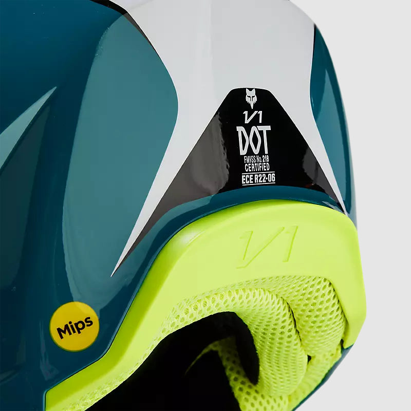Casco Moto Niño V1 Nitro Azul Petroleo Fox - Rideshop