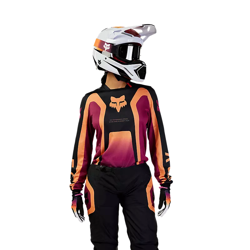 FOX Polera Moto Mujer 180 Ballast Burdeo/Naranjo - Rideshop