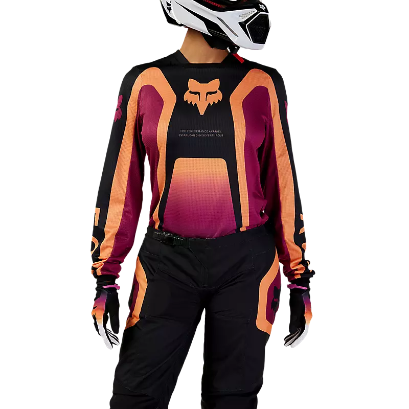 FOX Polera Moto Mujer 180 Ballast Burdeo/Naranjo - Rideshop