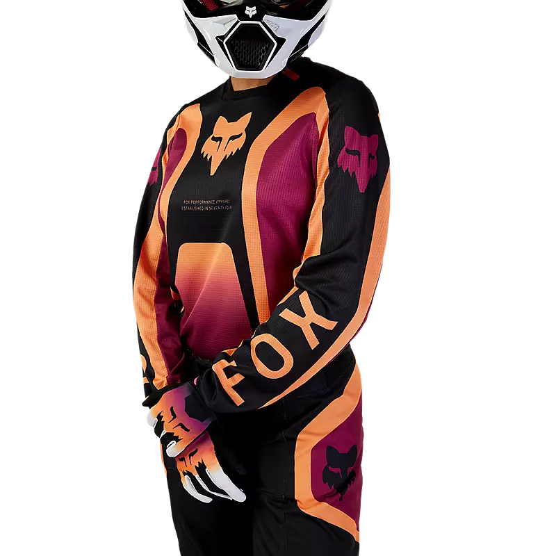 FOX Polera Moto Mujer 180 Ballast Burdeo/Naranjo - Rideshop