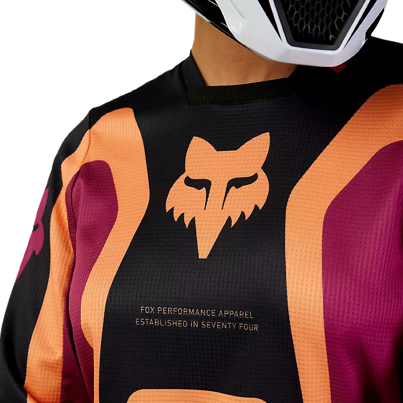 FOX Polera Moto Mujer 180 Ballast Burdeo/Naranjo - Rideshop