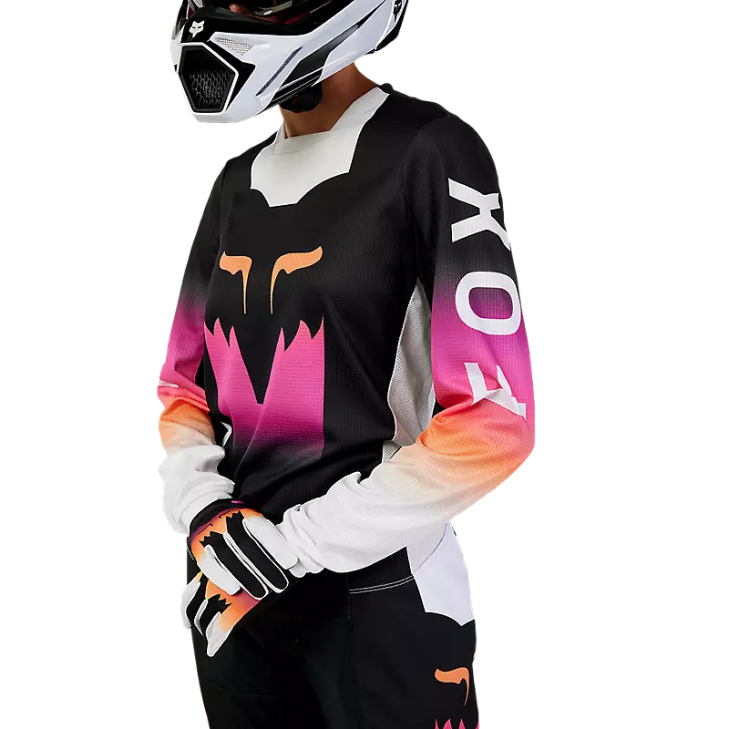 FOX Polera Moto Mujer 180 Flora Negro/Rosado - Rideshop