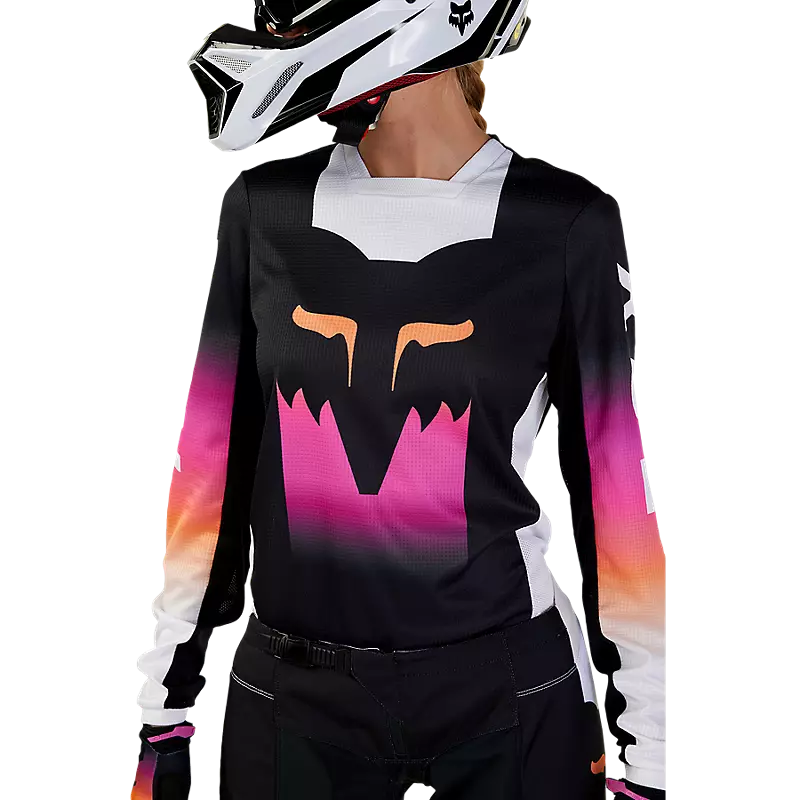 FOX Polera Moto Mujer 180 Flora Negro/Rosado - Rideshop