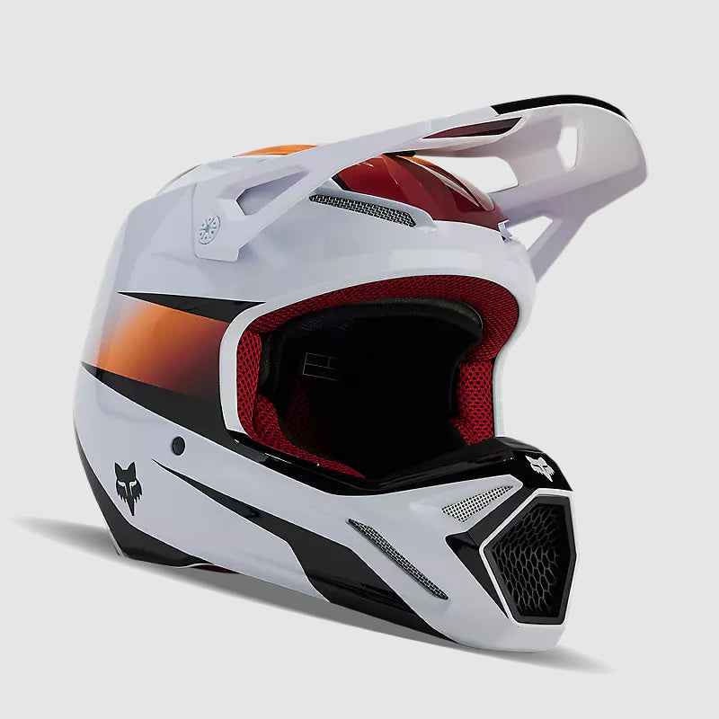 Casco Moto Niño V1 Flora Blanco/Negro Fox - Rideshop