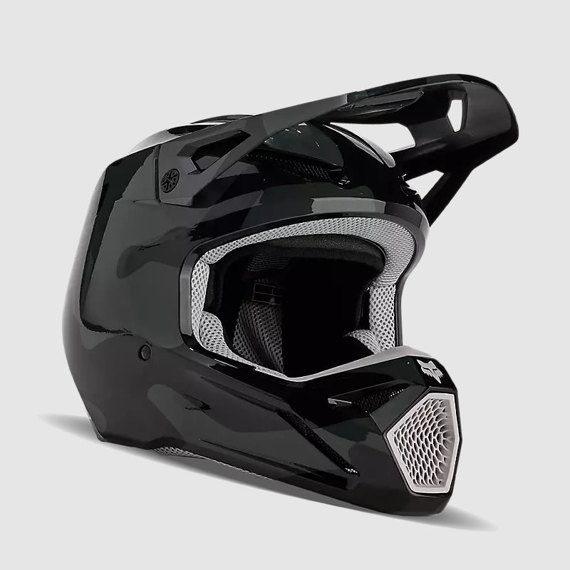 Casco Moto Niño V1 Bnkr Camo Negro Fox - Rideshop