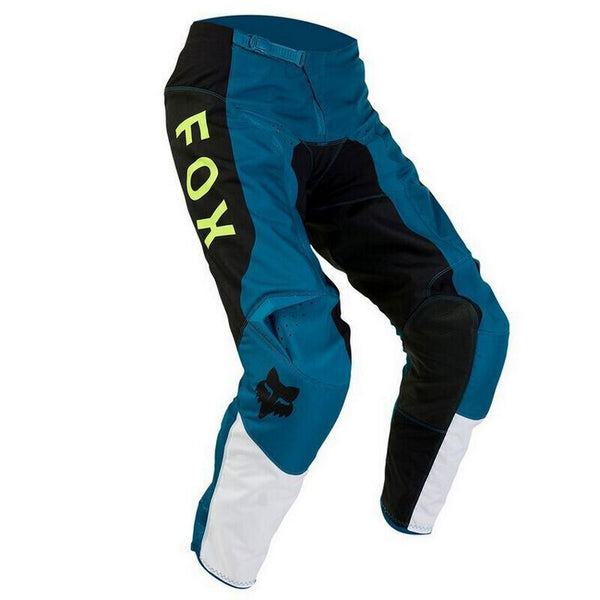 Pantalon Moto Niño 180 Nitro Azul Petroleo Fox - Rideshop