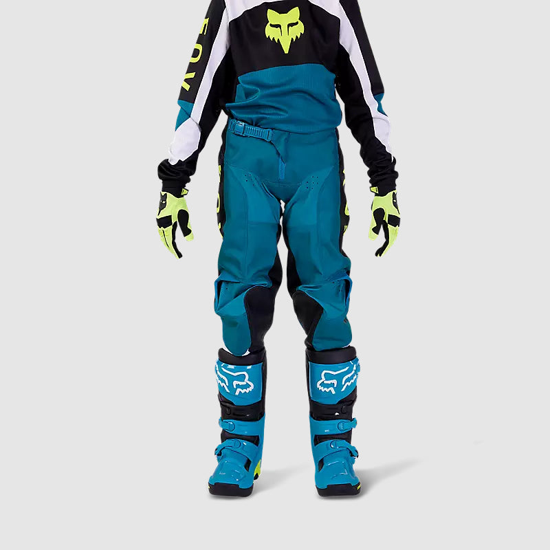 Pantalon Moto Niño 180 Nitro Azul Petroleo Fox - Rideshop