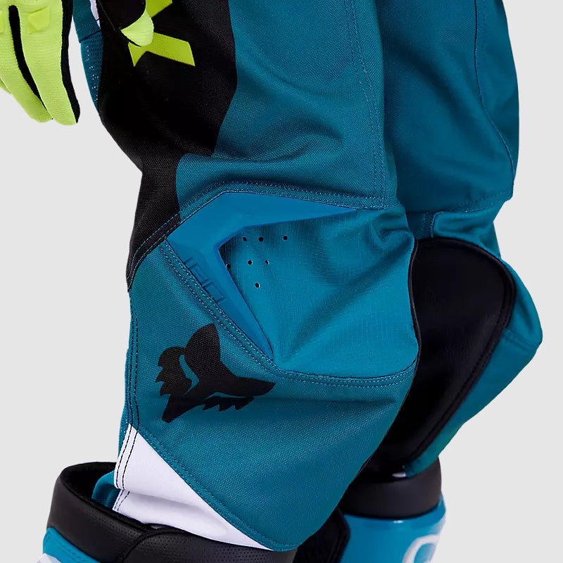 Pantalon Moto Niño 180 Nitro Azul Petroleo Fox - Rideshop