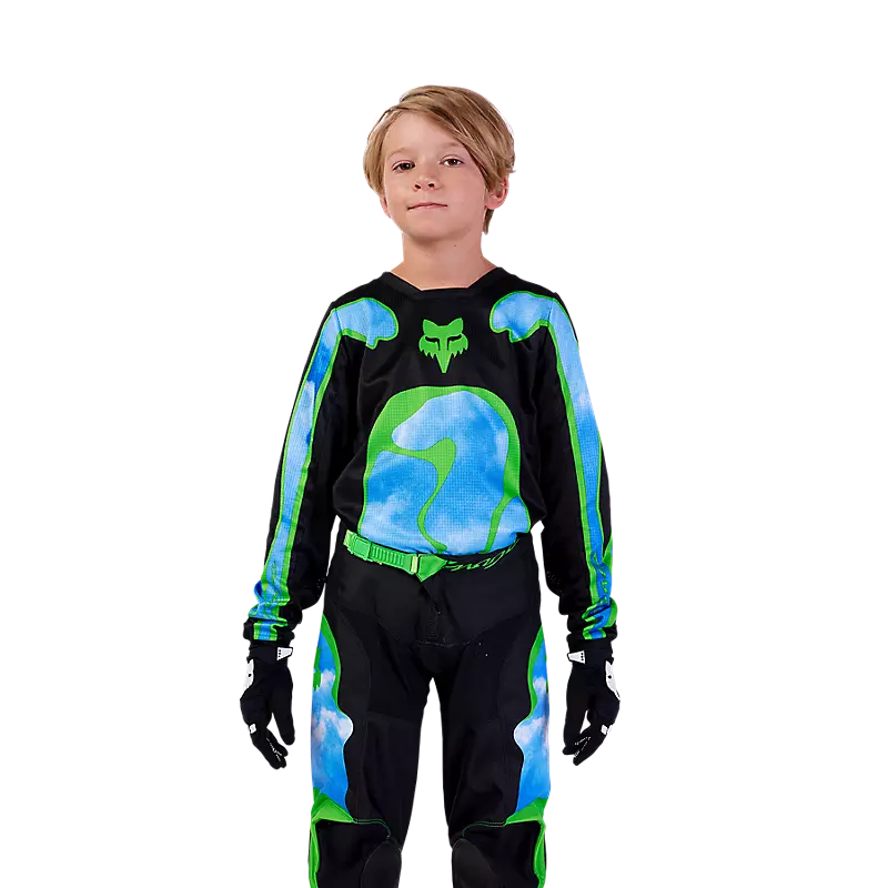 FOX Polera Moto Niño 180 Atlas Celeste/Verde - Rideshop