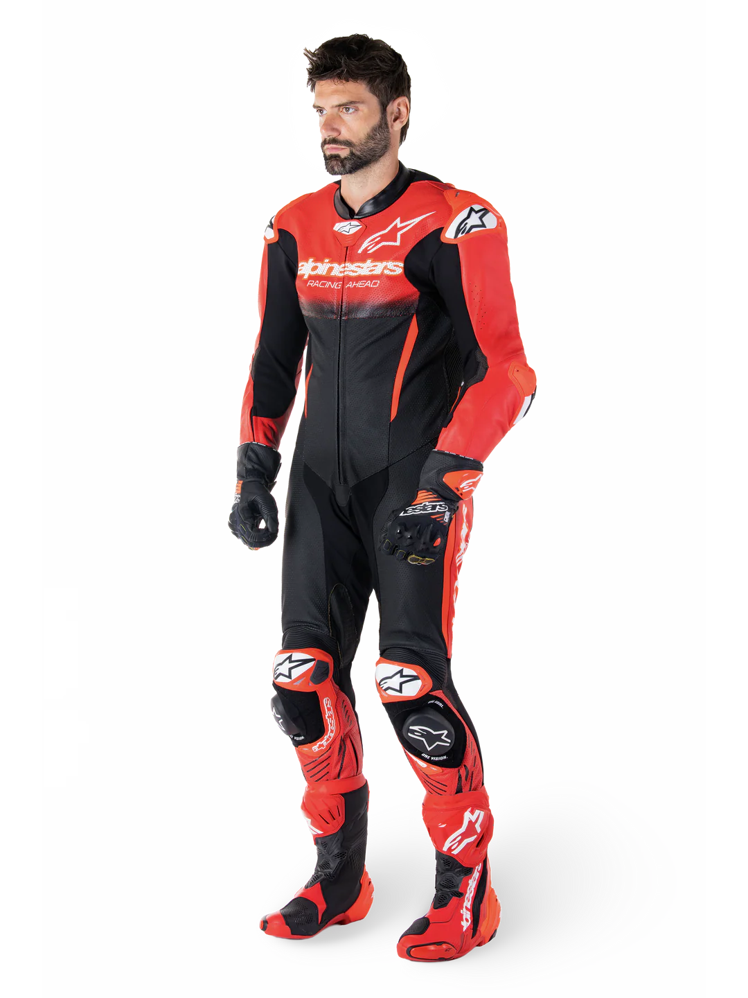 Traje Cuero Moto Competición Alpinestars GP-R7 Negro Rojo