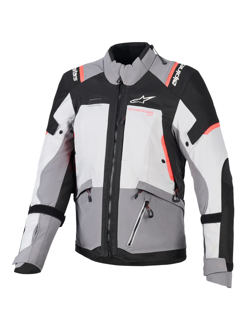 Chaqueta Impermeable Alpinestars Andes V4 Drystar Gris Oscuro/Hielo Coral Fluor