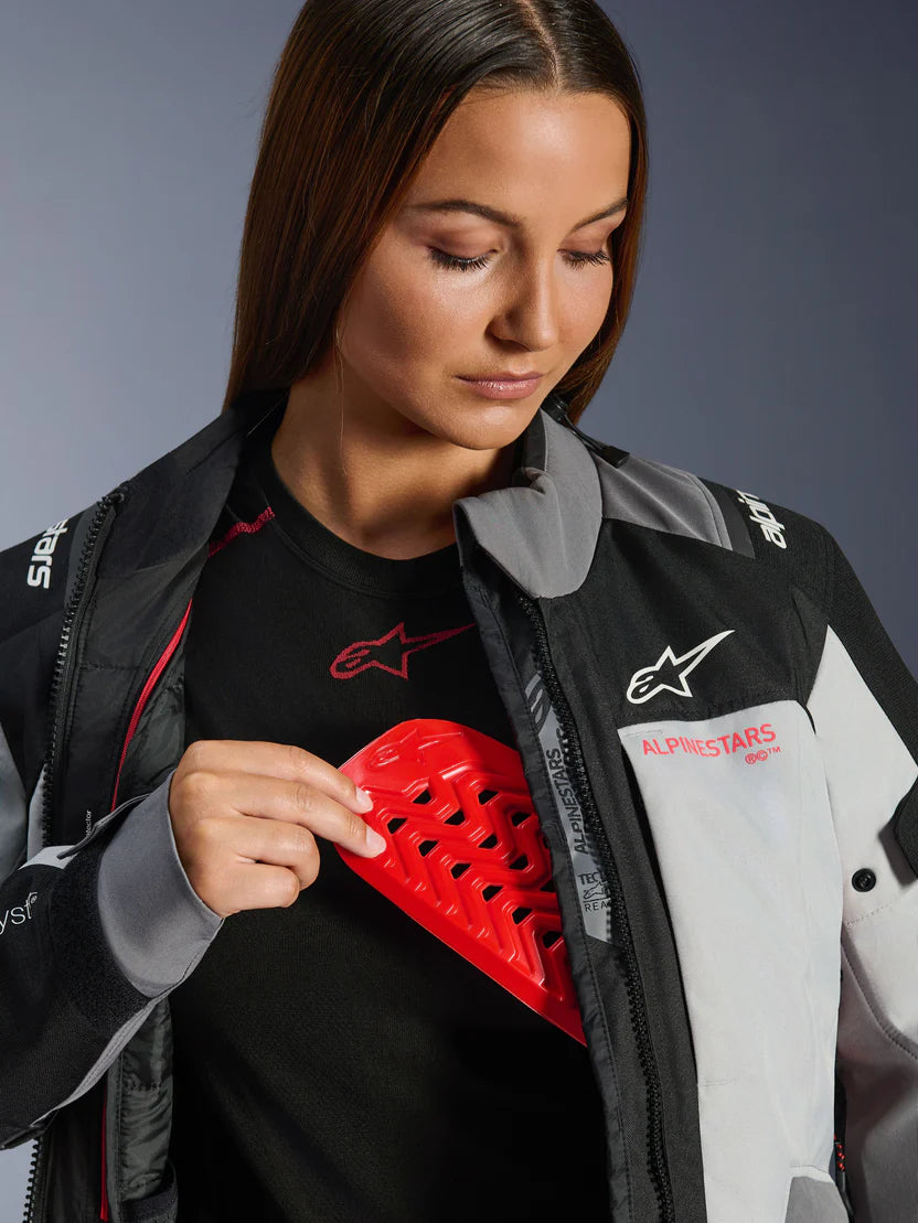 Chaqueta Impermeable Alpinestars Andes V4 Drystar Gris Oscuro/Hielo Coral Fluor