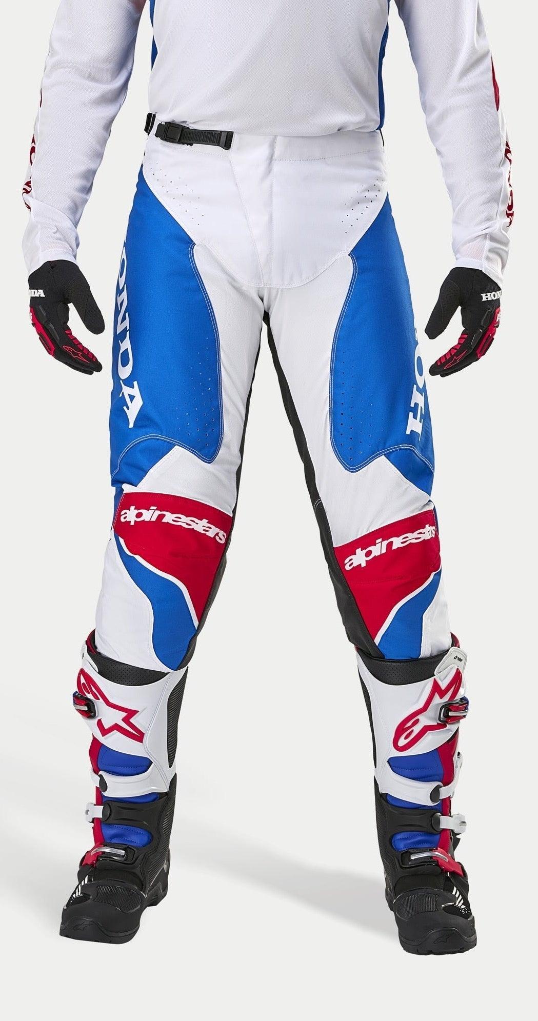 Pantalón Moto Alpinestars Honda Racer Iconic Blanco/Azul