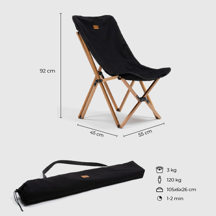 Kano Silla Camping Natural Negra - Rideshop