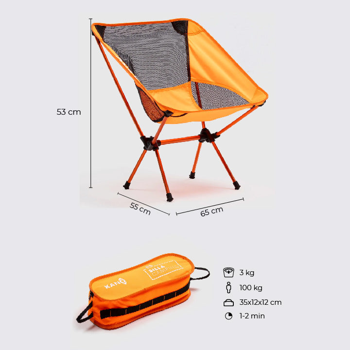 Kano Silla Plegable Para Camping Liviana Naranjo - Rideshop