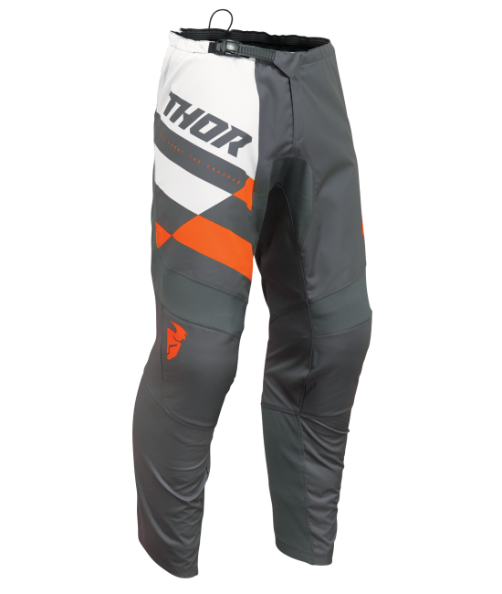 Pantalon Moto Thor Sector Checker Gris/Naranjo