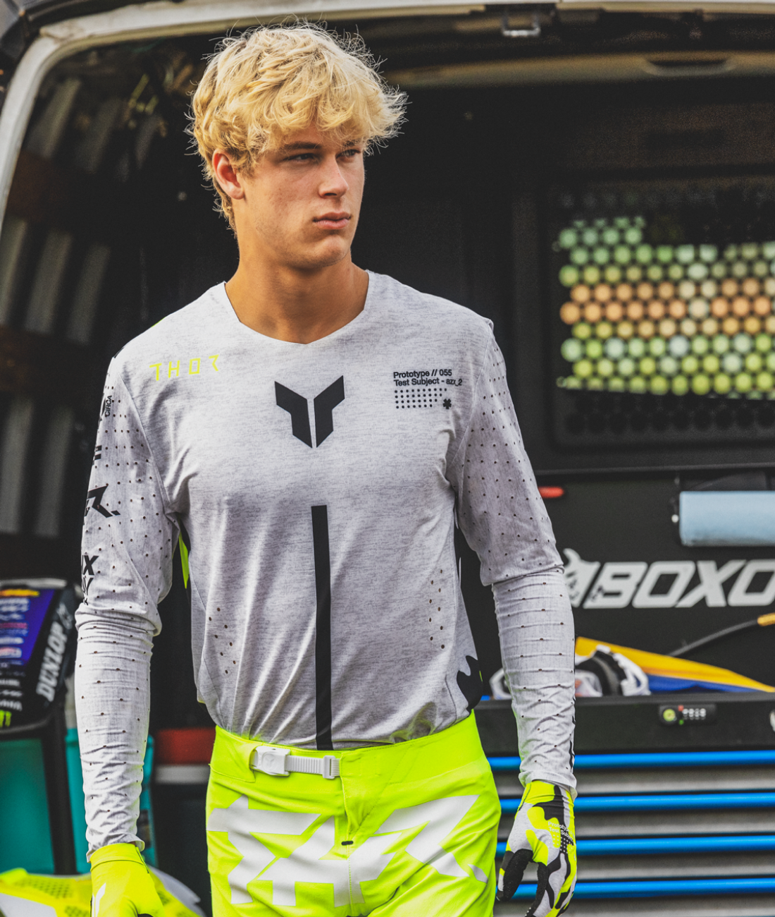 Polera Moto Thor Sportmode Riot Blanco/Amarillo