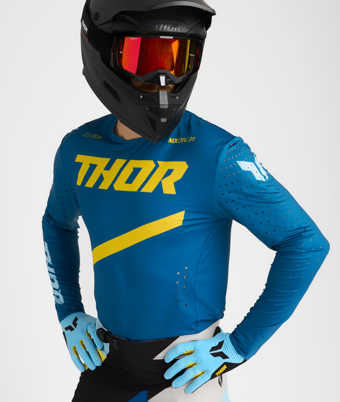 Polera Moto Thor Sportmode Brave Azul