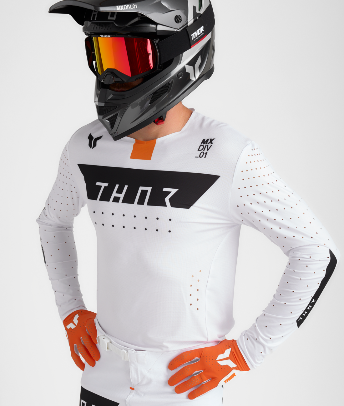 Polera Moto Thor Sportmode Rouge Blanco/Naranjo