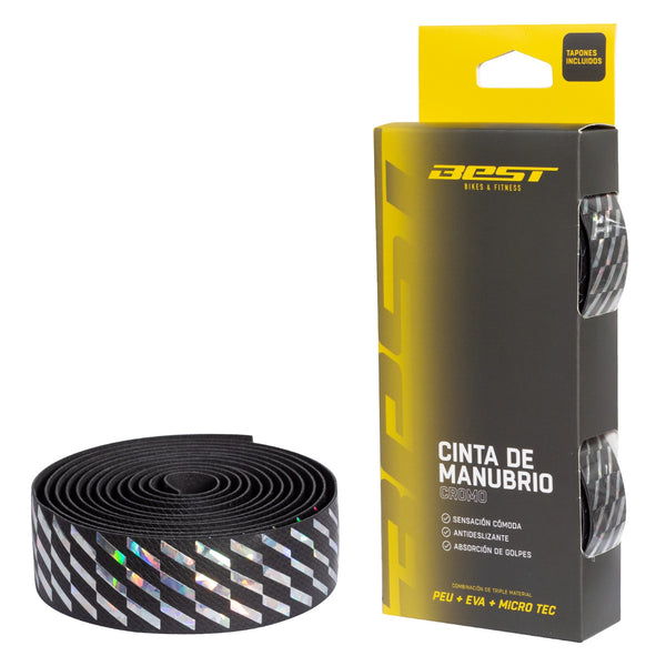 Cinta Manubrio Best Peu + Eva + Micro Tec Cromo Base Negra Cromo - Rideshop