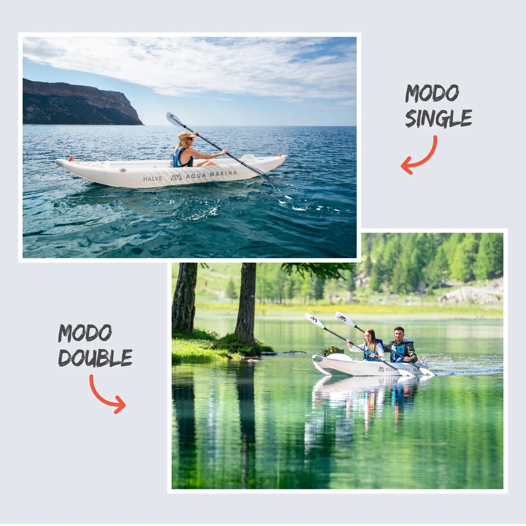 Kayak Ultraliviano Aqua Marina Halve Single / Doble Blanco