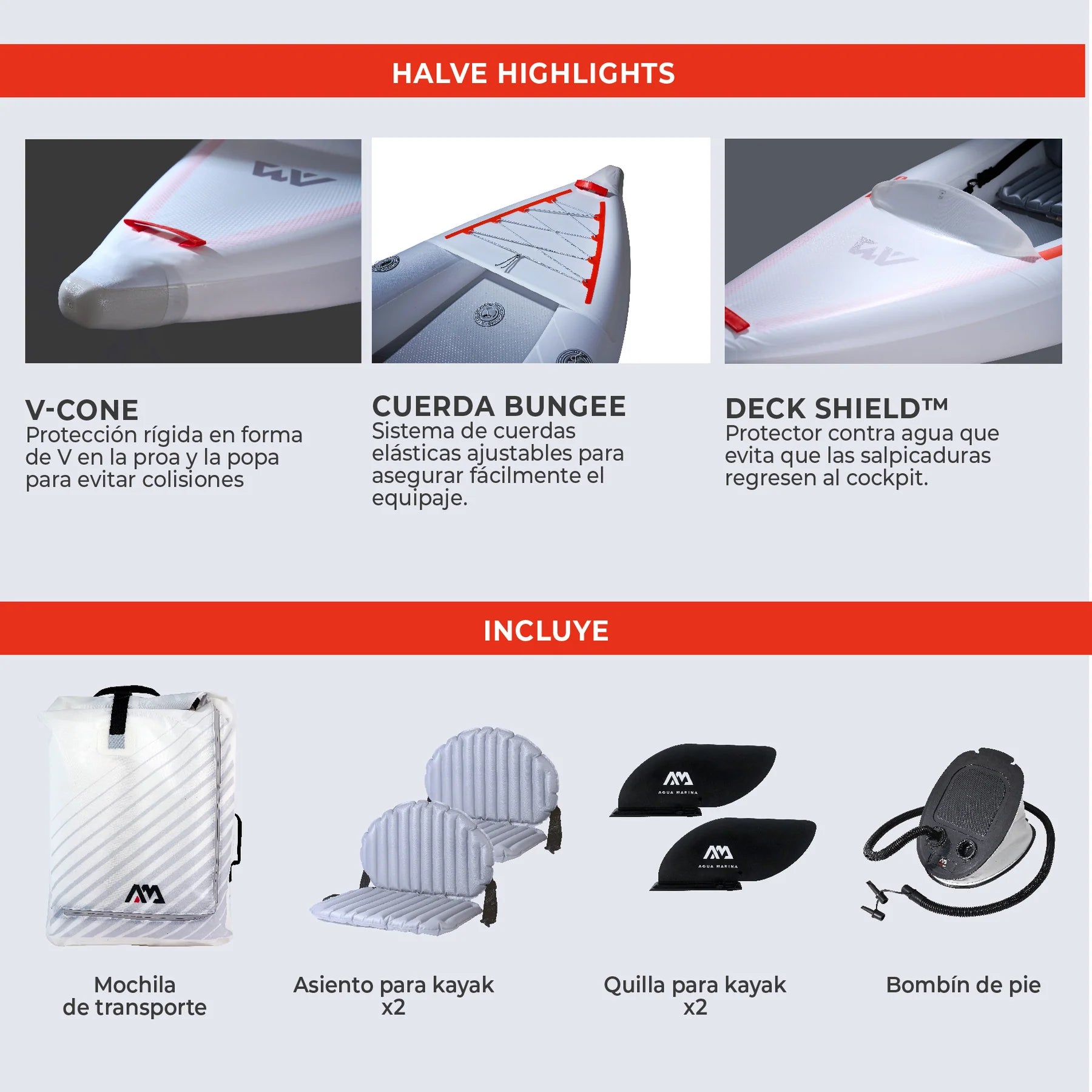 Kayak Ultraliviano Aqua Marina Halve Single / Doble Blanco