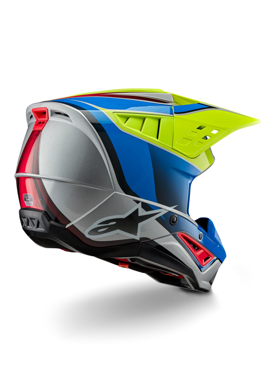 Alpinestars Casco Moto SM5 Sail ECE 22.06 Amarillo Fluor / Azul / Plata