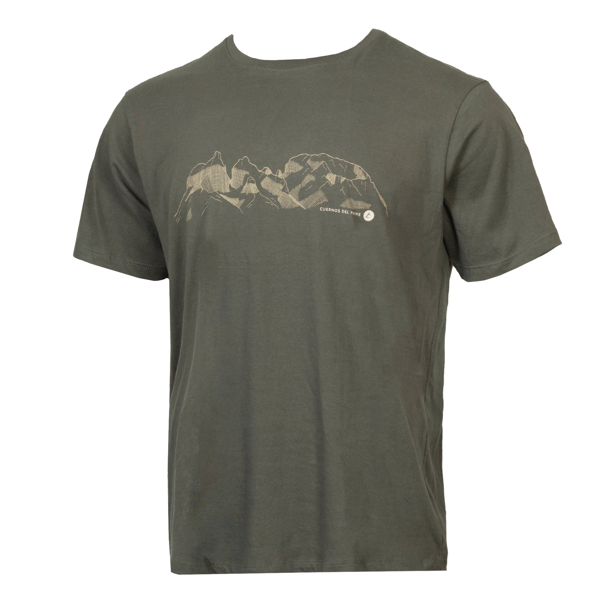 Polera Cuernos del Paine Manga Corta Hombre Verde - Atakama Outdoor