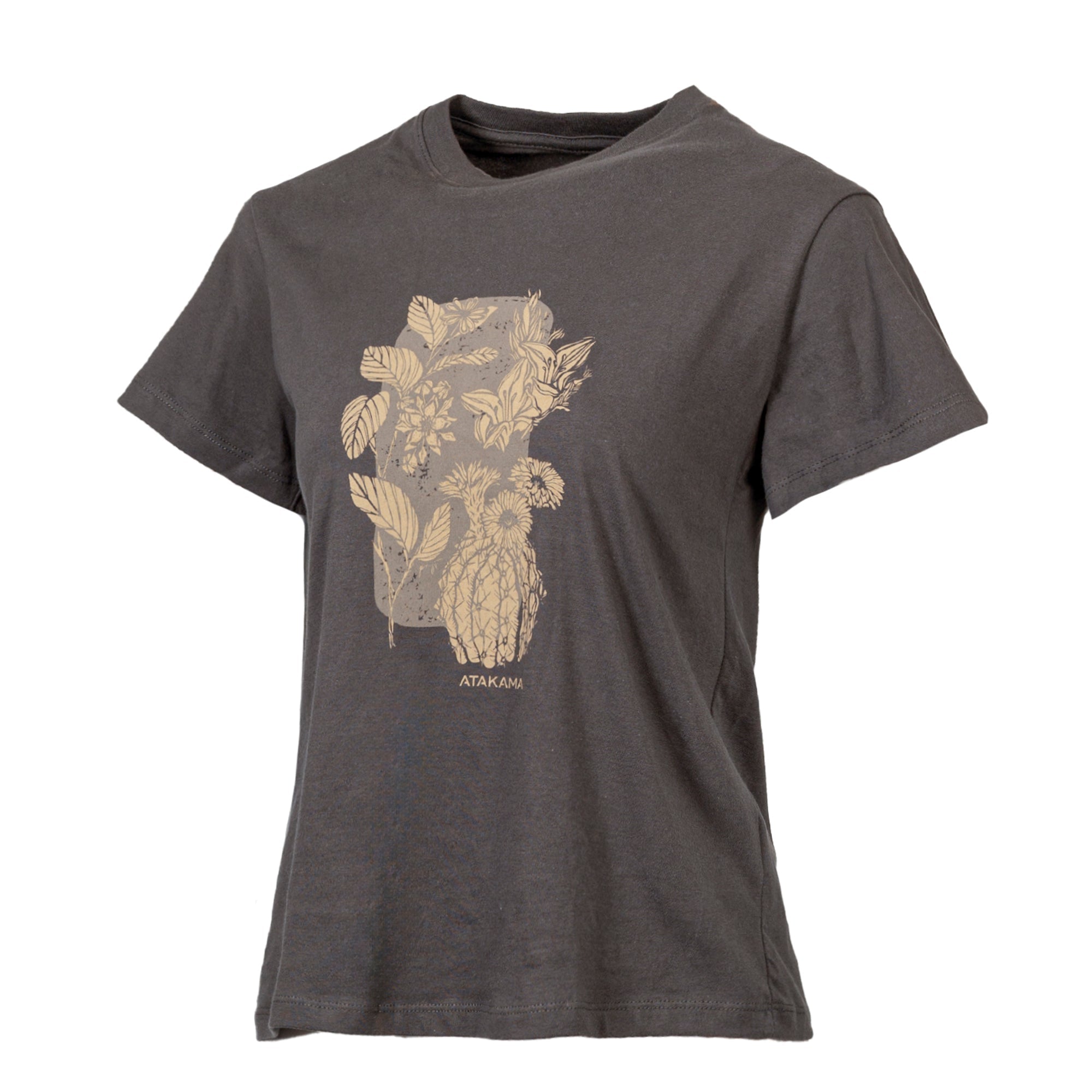 Polera Flora manga corta mujer Gris Roca