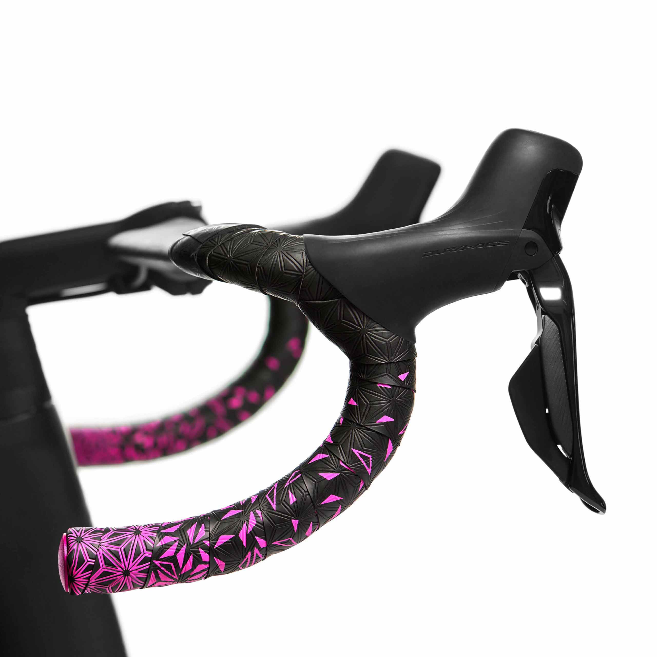 Cinta Manillar Supacaz Super Sticky Kush – Star Fade – Neon Pink + Pink Star Plugz